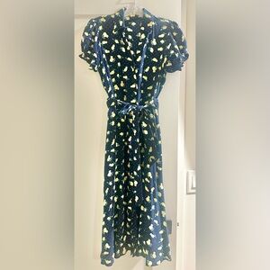 Talbots Navy Dress with Lemon Pattern